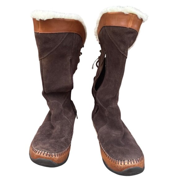 The North Face Women's Size 9 Suede & Leather Tall Boots With Faux Fur Lining - Picture 2 of 14